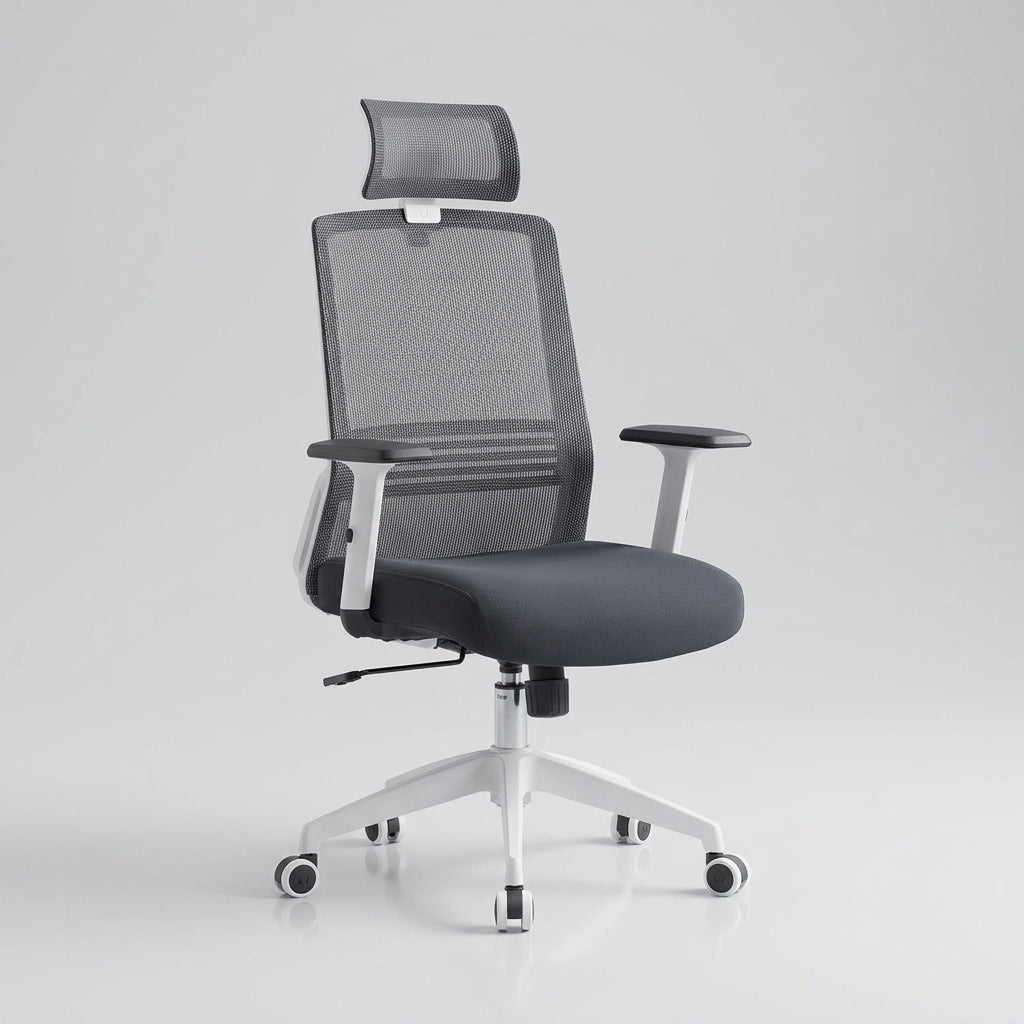 Silla oficina Ejecutiva Tossy Gris con Cabecero - Medular Diseño Sillas de Escritorio