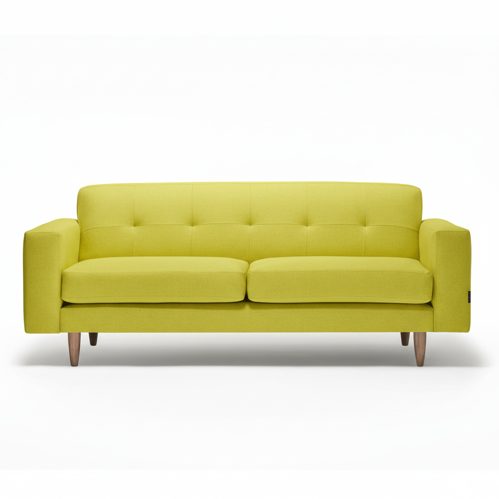 Sofá Atolón Colors Chartreuse Claro, vista frontal, 200 cm, diseño clásico-moderno