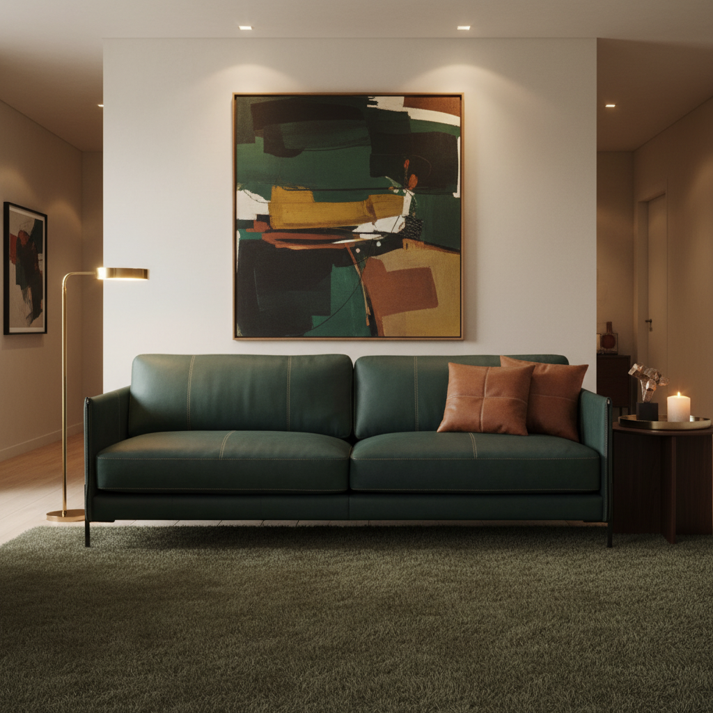 Sofá Cuero Verona Verde — Minotti