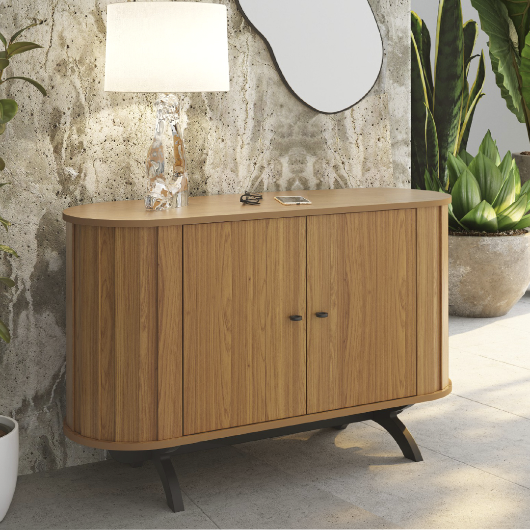 Aparador Compacto Curved Wood – Elegancia Japandi para Espacios Modernos