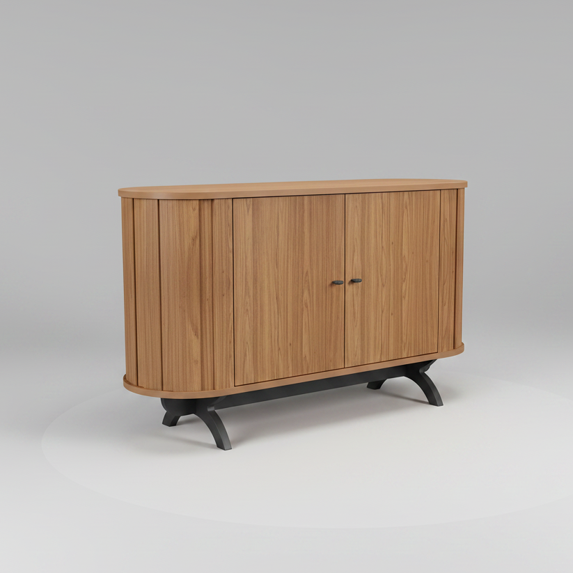 Aparador Compacto Curved Wood – Elegancia Japandi para Espacios Modernos