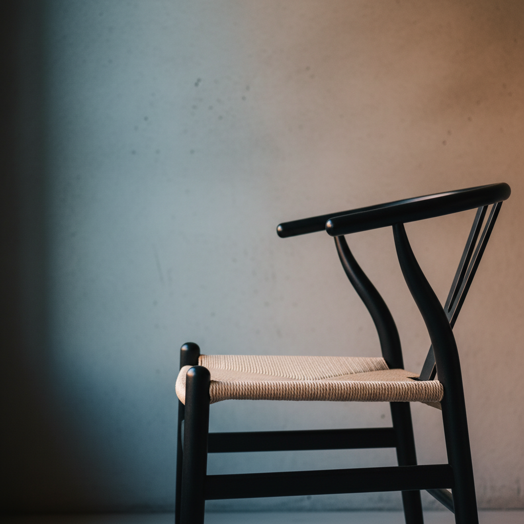 Wishbone Negro — Perfil Lateral Close-up