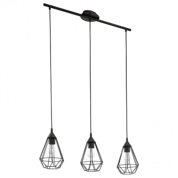 Lámpara colgante Tarbes 3 focos V2 Negro