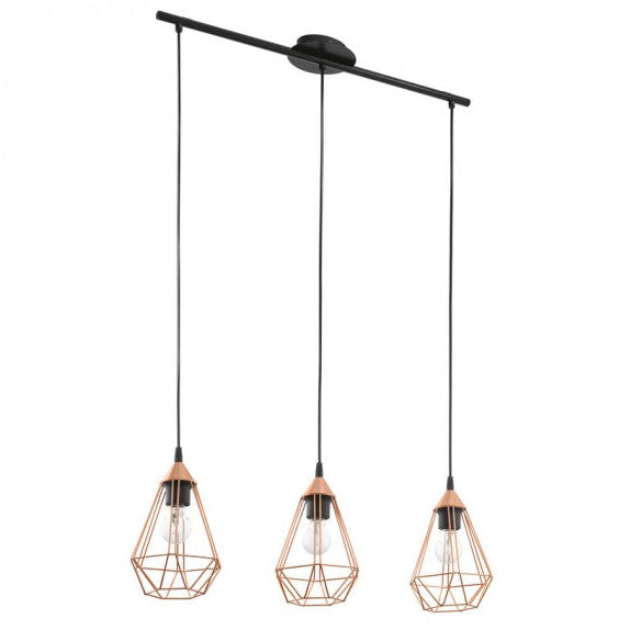 Lámpara colgante Tarbes 3 focos V2 Cobre