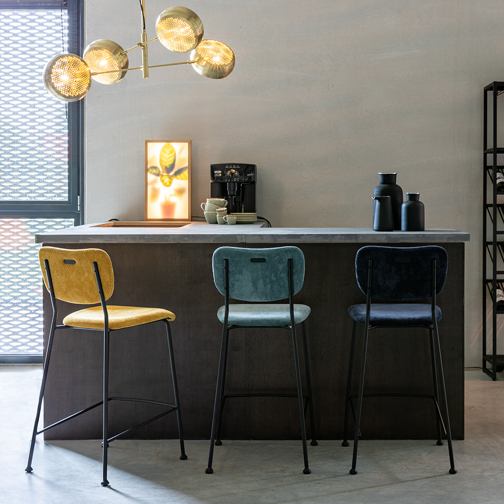 Silla alta Counter Benson Azul Oscuro