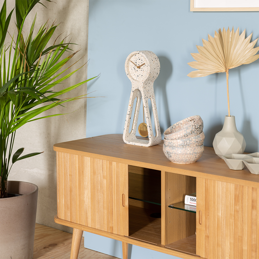Reloj de mesa Pendulum Time Terrazzo Blanco