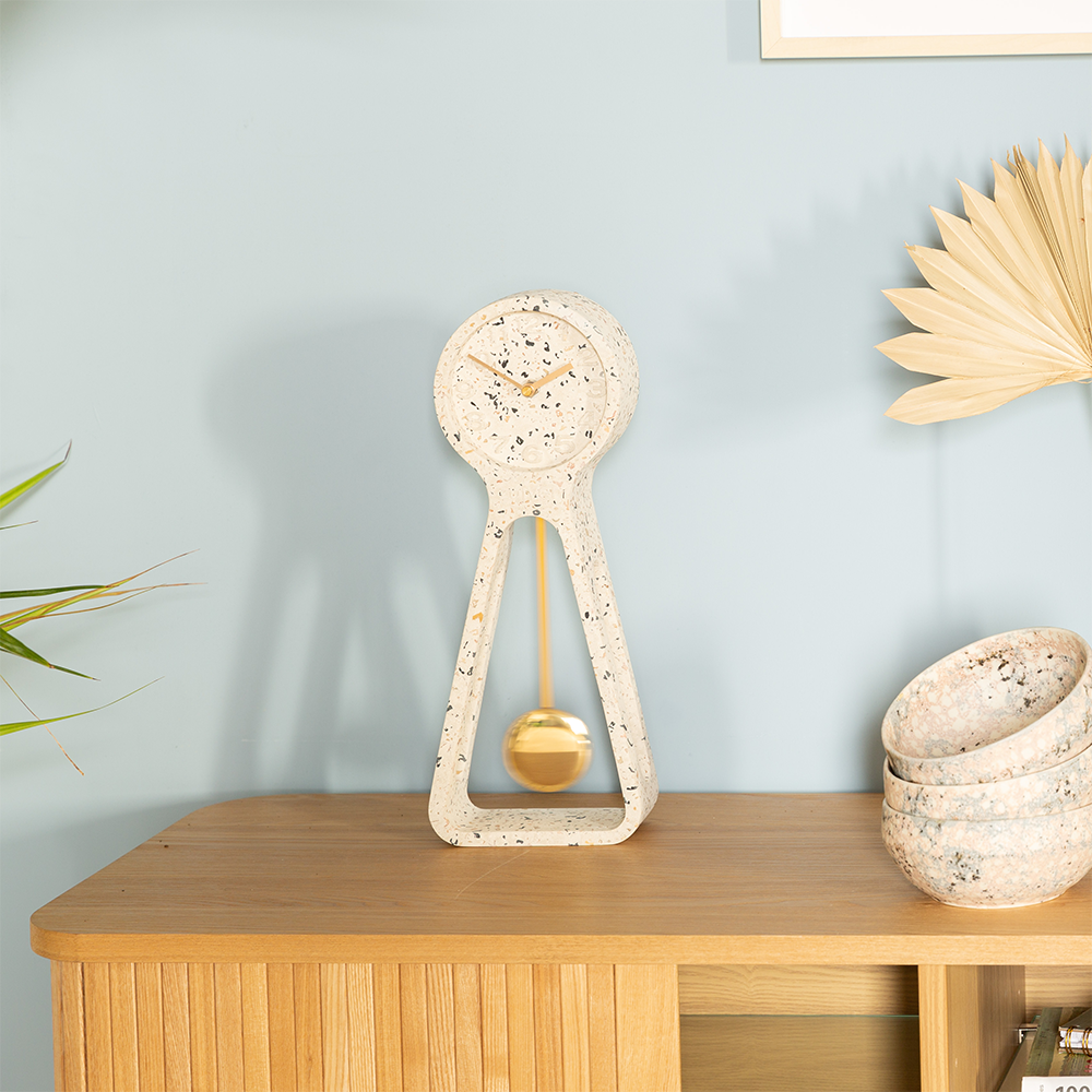 Reloj de mesa Pendulum Time Terrazzo Blanco